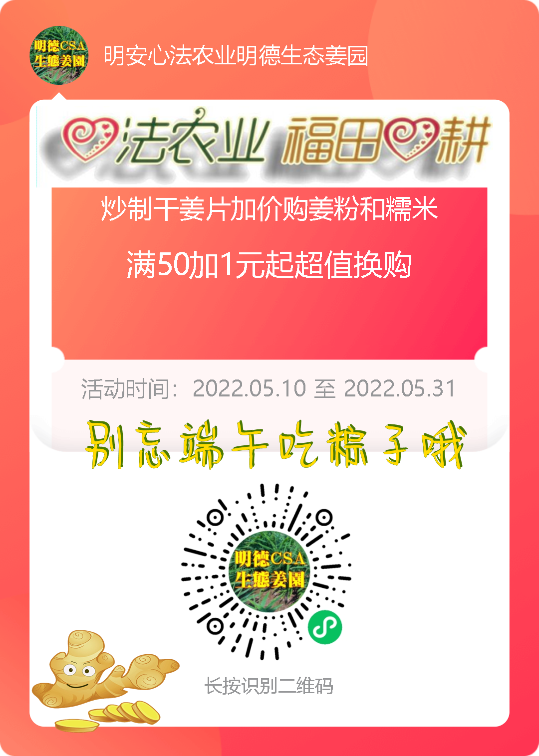 明安农业五月种七不水稻了。六月端午别忘吃粽子。买糯米要七不种植的...自然生态超越有机！七不姜优惠发劵